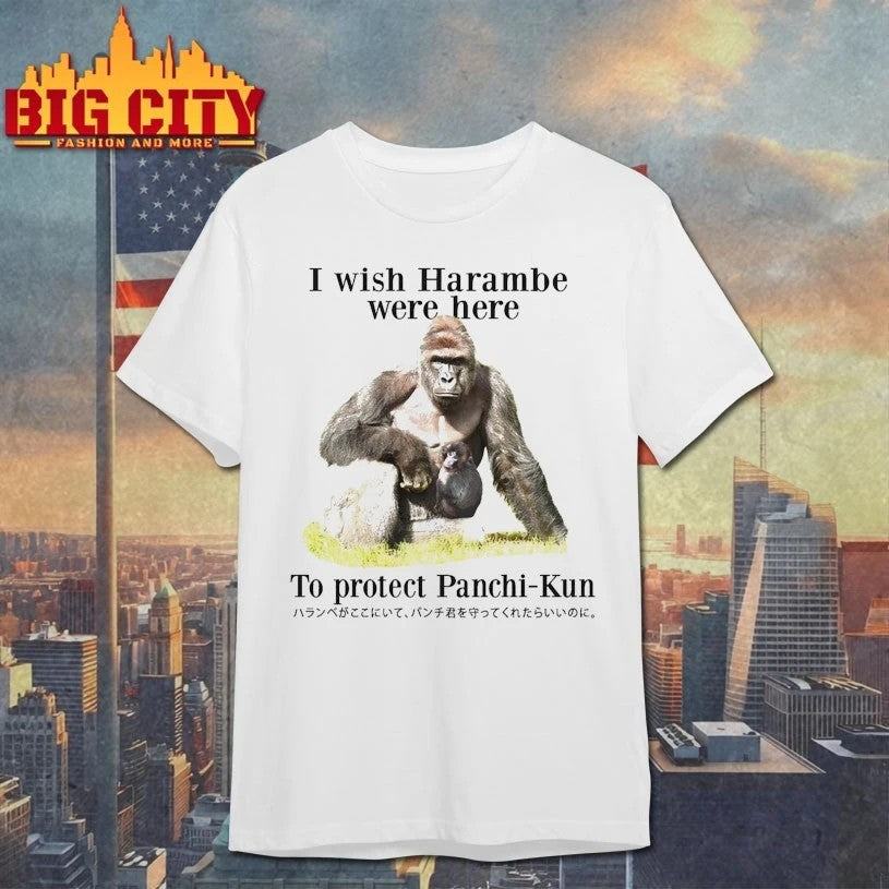 I Wish Harambe Were Here To Protect Panchi-Kun - Adult & Kids T-Shirts, Sweatshirts & Hoodies apparel design preview 1