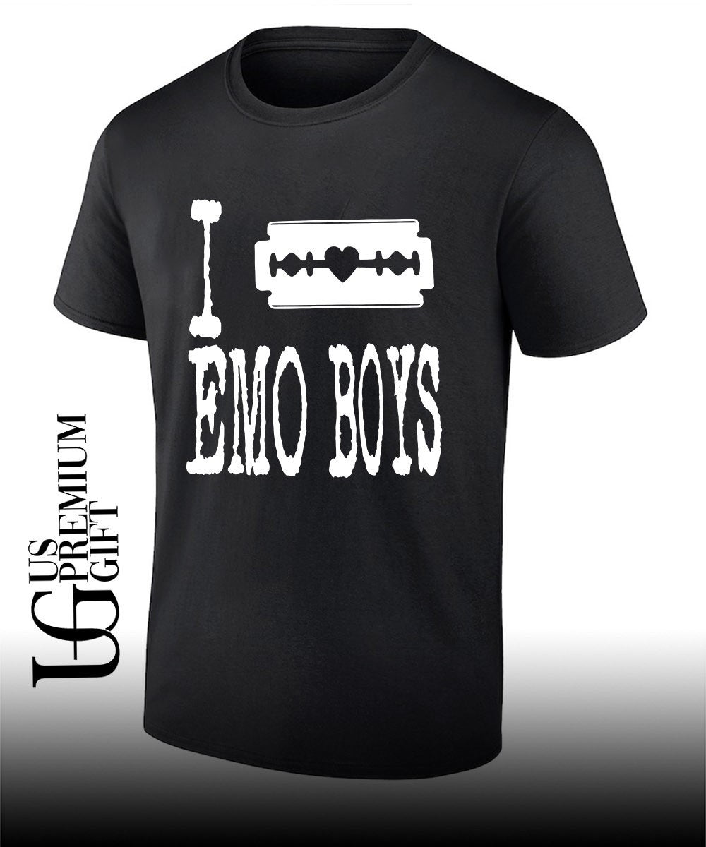 I love emo boys heart razor blade - Adult & Kids T-Shirts, Sweatshirts & Hoodies apparel design preview 1