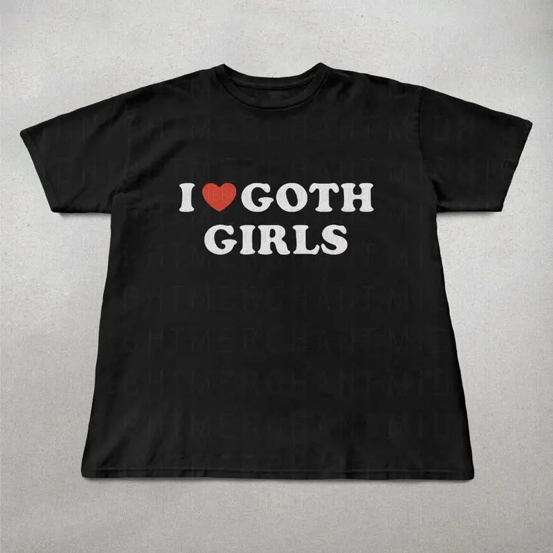 I Love Goth Cotton Gothic Cute Funny Him Her - Adult & Kids T-Shirts, Sweatshirts & Hoodies apparel design preview 1