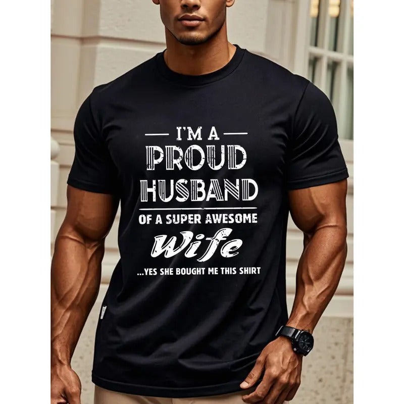 I'M Proud Husband Super Awesome Wife Crew Neck - Adult & Kids T-Shirts, Sweatshirts & Hoodies apparel design preview 1
