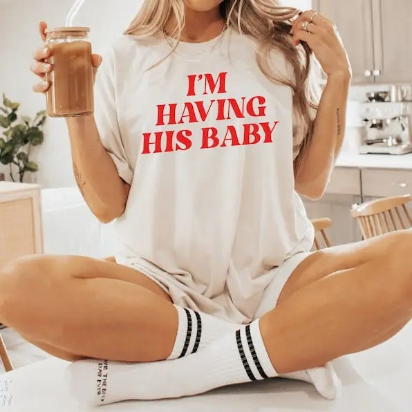 I'M Having His Baby Pregnancy Reveal But Daddy I Love - Adult & Kids T-Shirts, Sweatshirts & Hoodies apparel design preview 1