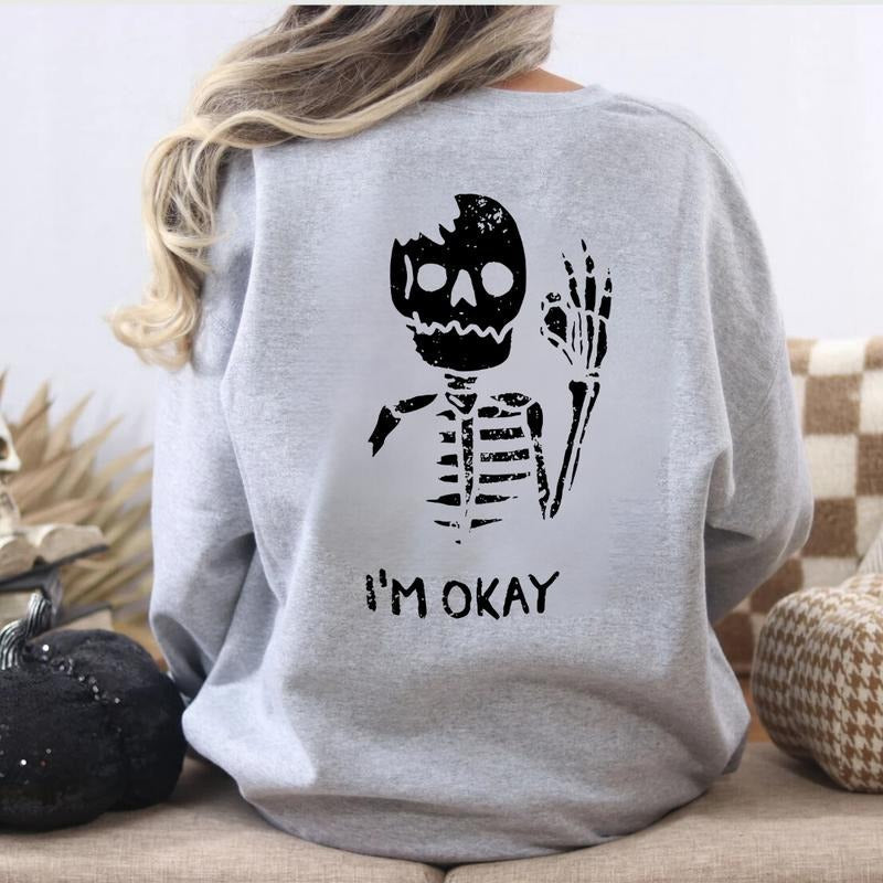 I'M Okay Skull Trending 2025 Suitable Him Her All - Adult & Kids T-Shirts, Sweatshirts & Hoodies apparel design preview 1