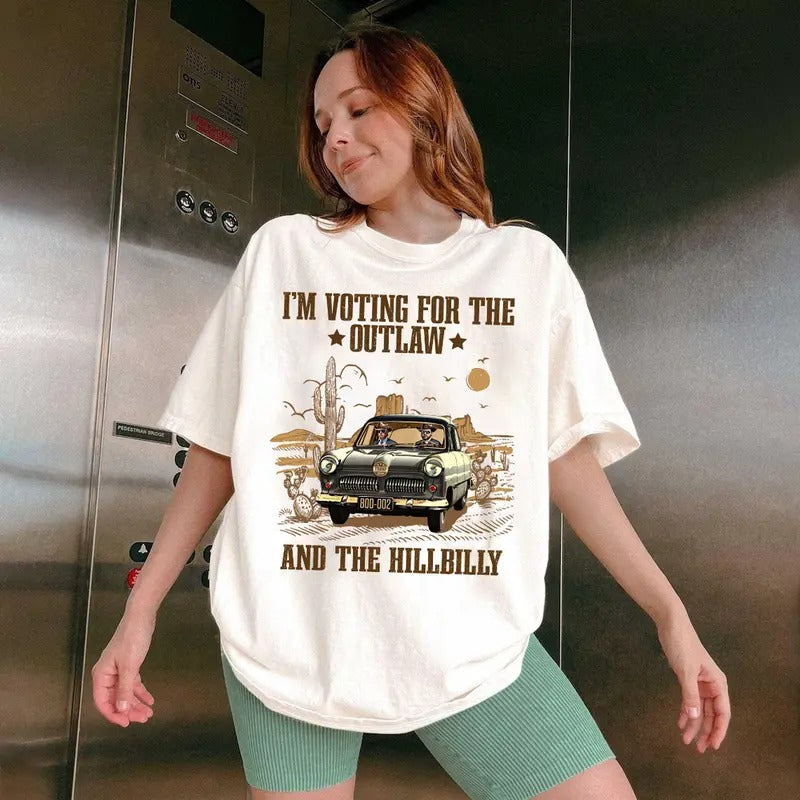 I'M Voting Outlaw Hillbilly 2024 Trump Republican - Adult & Kids T-Shirts, Sweatshirts & Hoodies apparel design preview 1