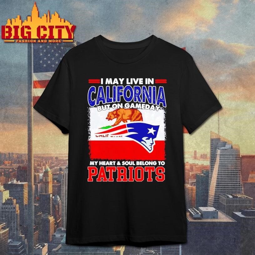 I may live in California but on gameday my heart soul - Adult & Kids T-Shirts, Sweatshirts & Hoodies apparel design preview 1