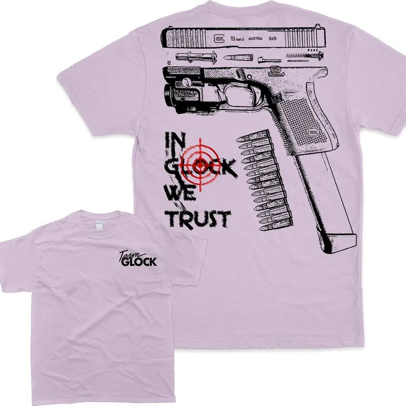 GLOCK WE TRUST Double Side Team Her Him Full Color - Adult & Kids T-Shirts, Sweatshirts & Hoodies apparel design preview 1