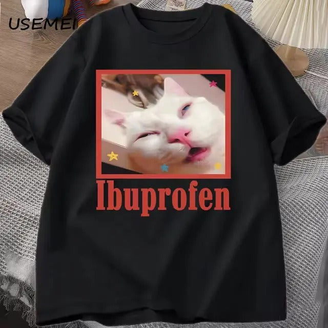 Ibuprofen Cat Meme Vintage Funny Cute Lover Cotton - Adult & Kids T-Shirts, Sweatshirts & Hoodies apparel design preview 1