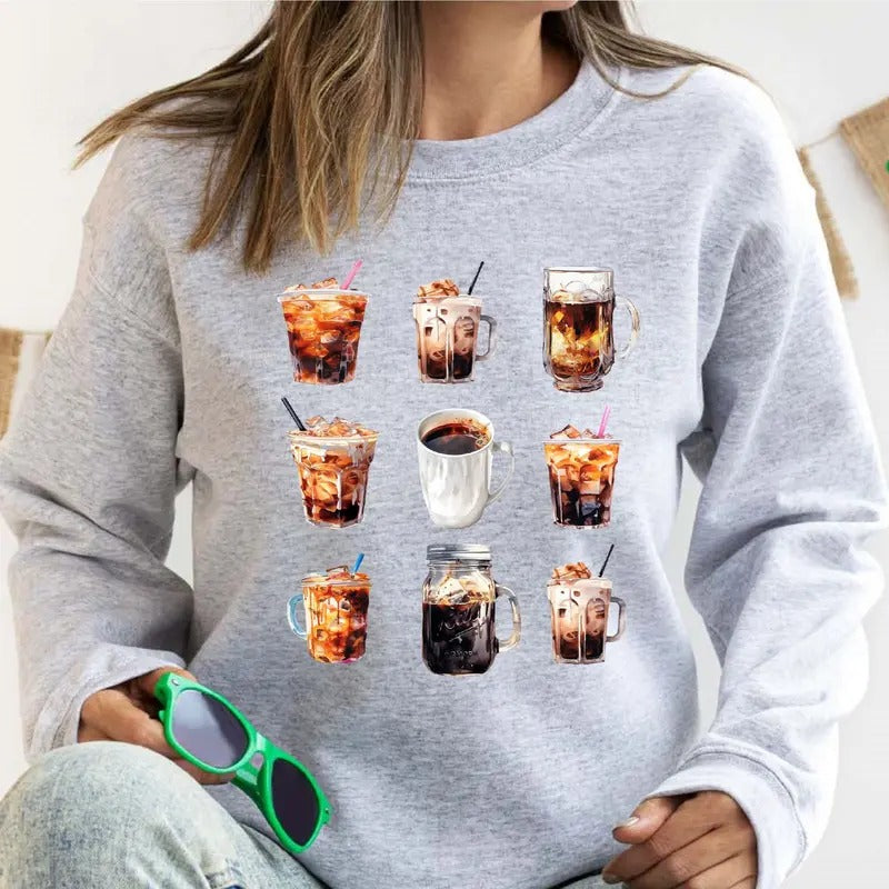 Iced Coffee Lover Latte Cups Addict - Adult & Kids T-Shirts, Sweatshirts & Hoodies apparel design preview 1