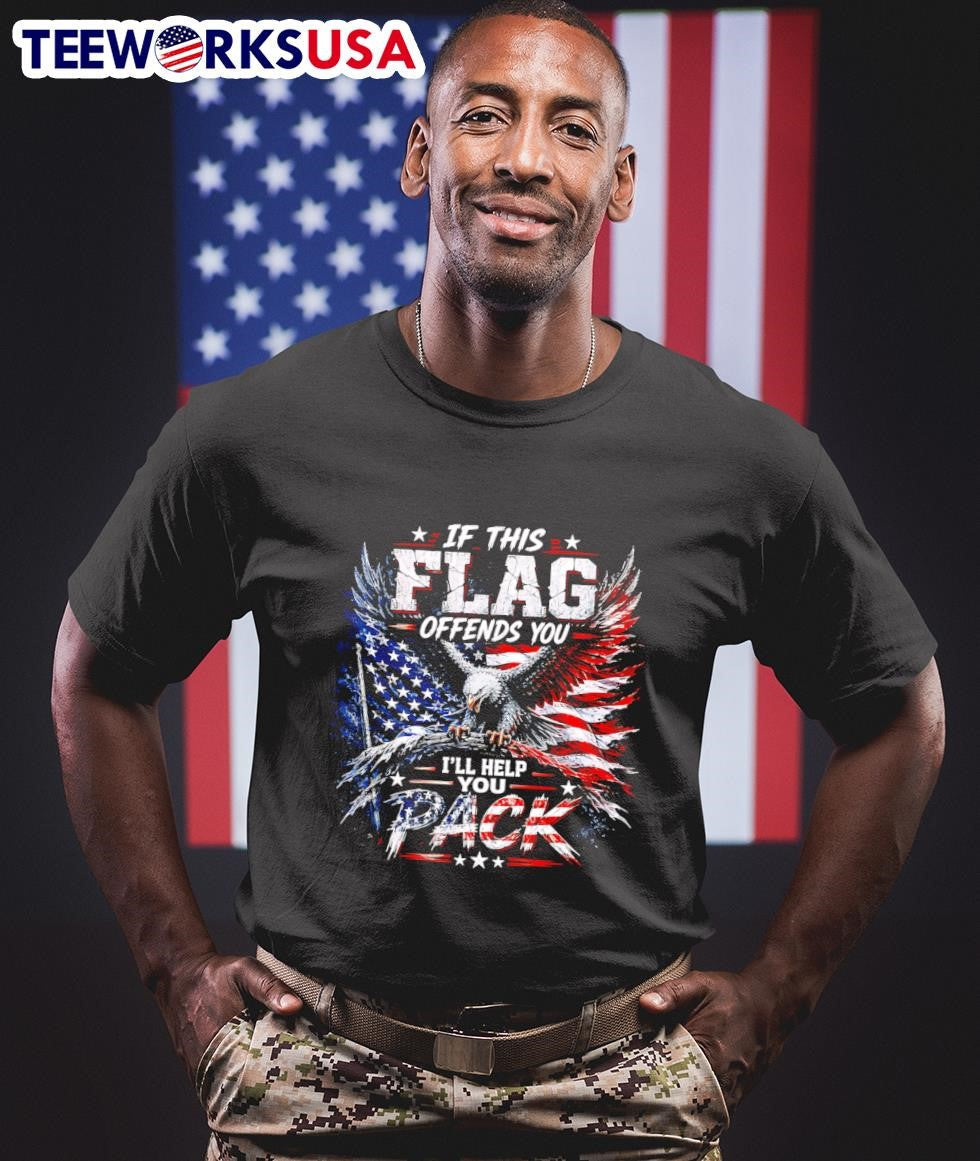 If This Flag Offends You I'll Help Pack USA Eagle - Adult & Kids T-Shirts, Sweatshirts & Hoodies apparel design preview 1