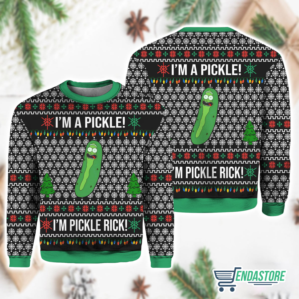 I’m A Pickle I’m Pickle Rick 3D Christmas Sweater - Holiday Gift product image 3
