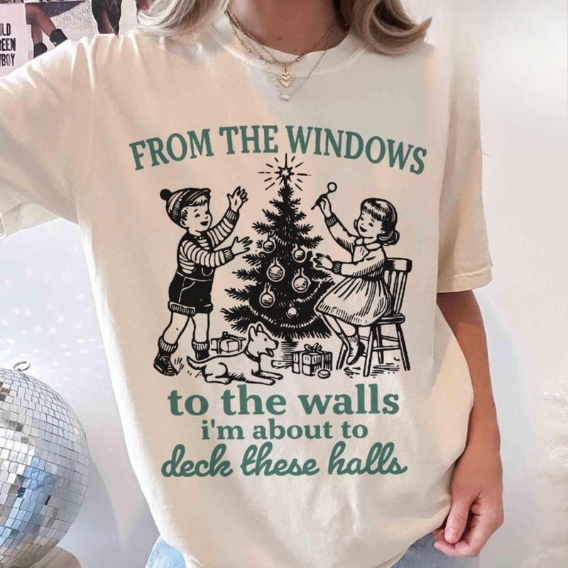 Im About Deck These Halls Vintage Funny - Adult & Kids T-Shirts, Sweatshirts & Hoodies apparel design preview 1