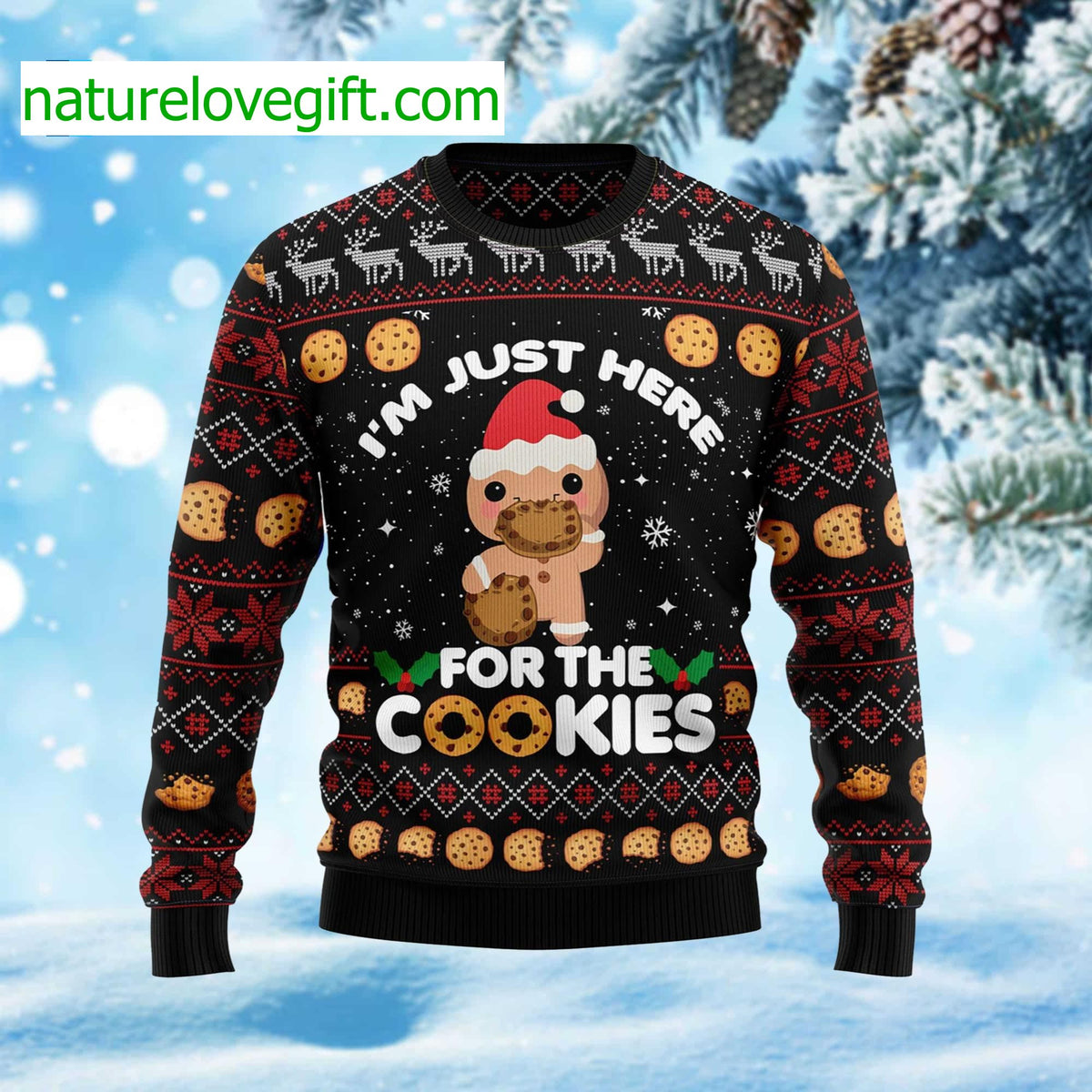 I’m Just Here For The Cookies Ugly Christmas Sweater - Holiday Gift product image