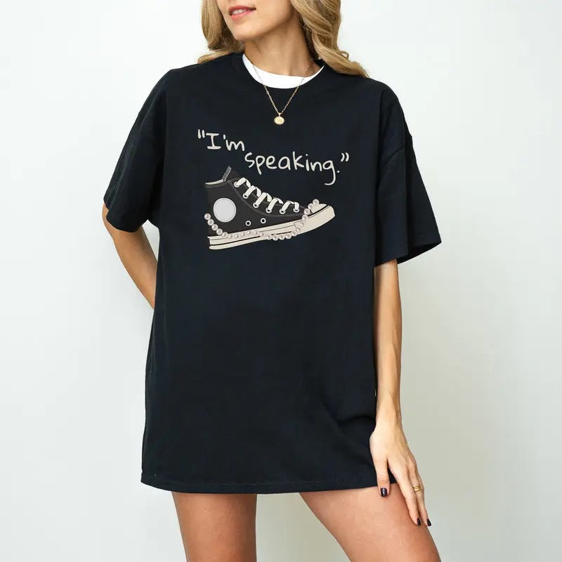 Im Speaking Kamala Harris Support 2024 Pearls Chucks - Adult & Kids T-Shirts, Sweatshirts & Hoodies apparel design preview 1