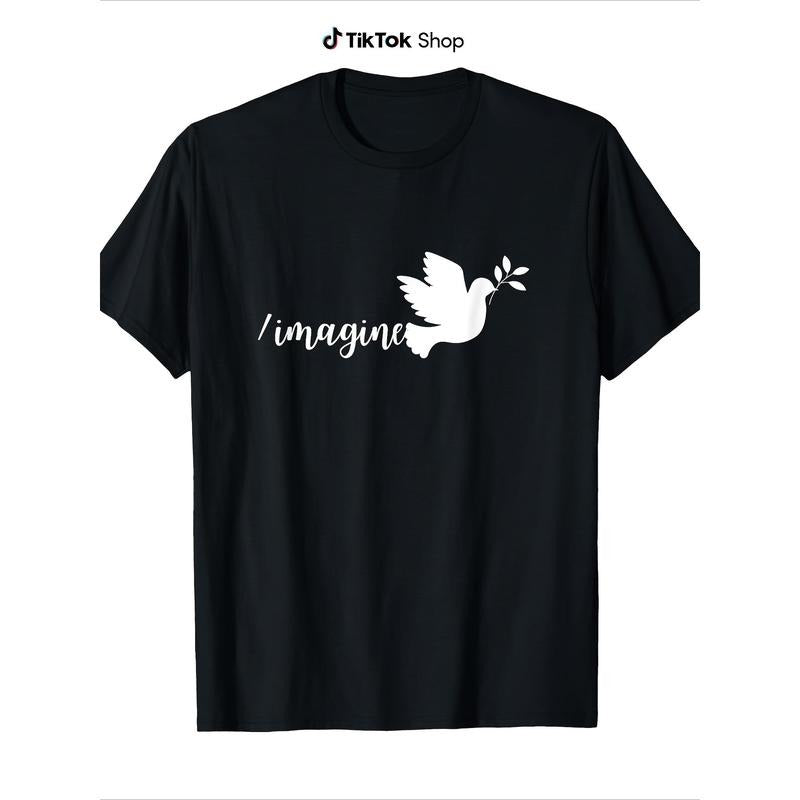 Imagine Peace Dove 100% Cotton Crew Neck Casual Loose - Adult & Kids T-Shirts, Sweatshirts & Hoodies apparel design preview 1