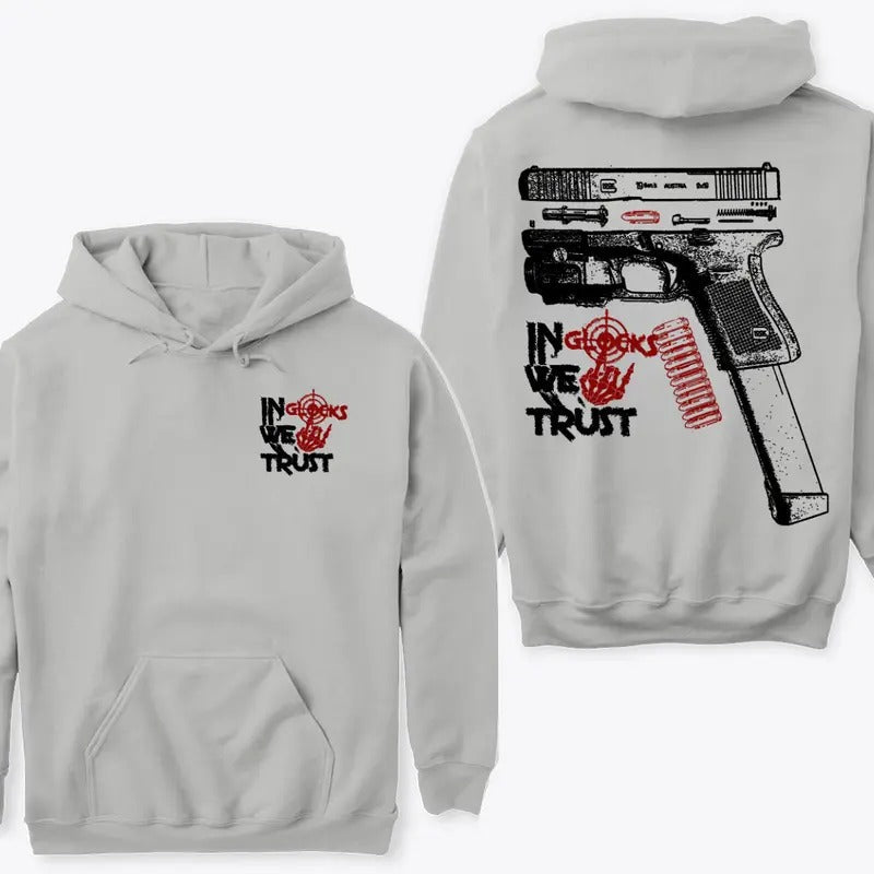 Glock We Trust Bone Hand Halloween 2 Side Her Him - Adult & Kids T-Shirts, Sweatshirts & Hoodies apparel design preview 1