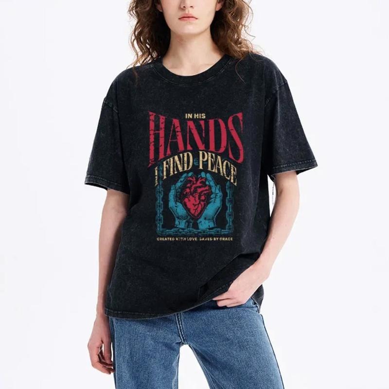 His Hands I Find Peace Christian Comfort Colors - Adult & Kids T-Shirts, Sweatshirts & Hoodies apparel design preview 1