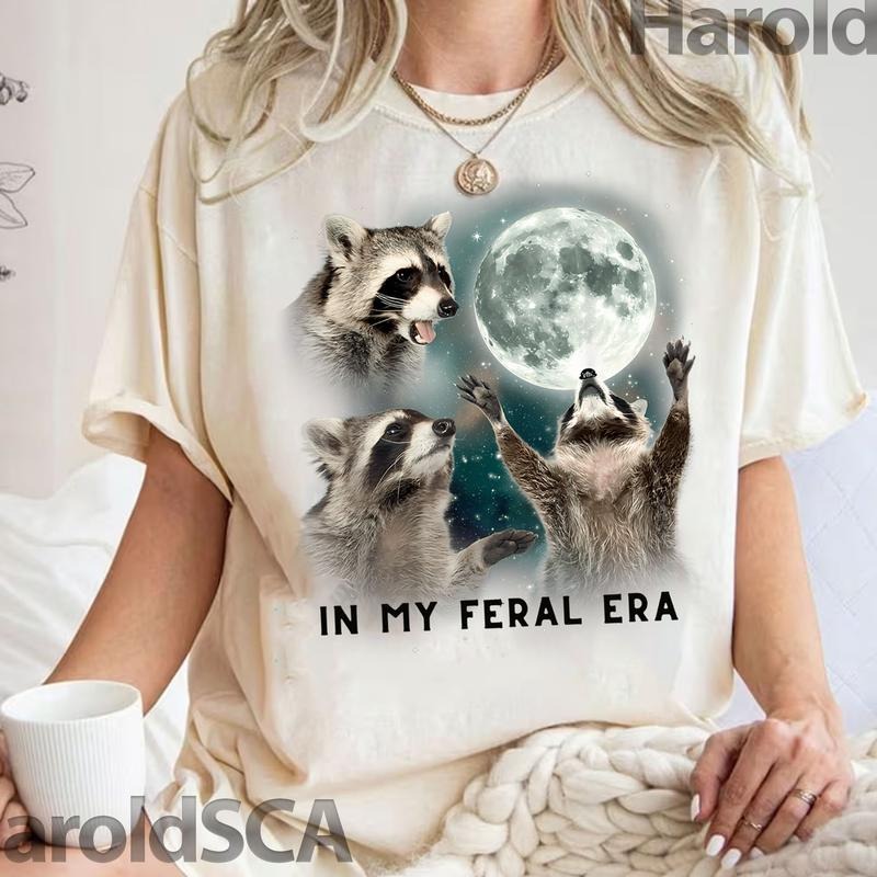 My Feral Era Racoons Howling Moon - Adult & Kids T-Shirts, Sweatshirts & Hoodies apparel design preview 1