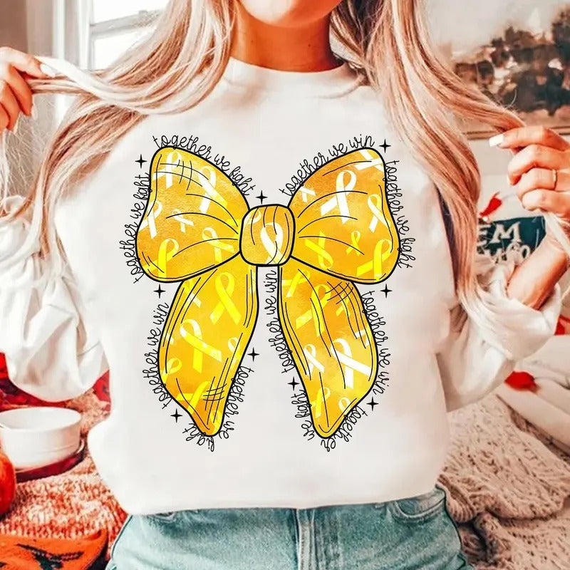 September We Gold Cancer Coquette Bow Childhood - Adult & Kids T-Shirts, Sweatshirts & Hoodies apparel design preview 1