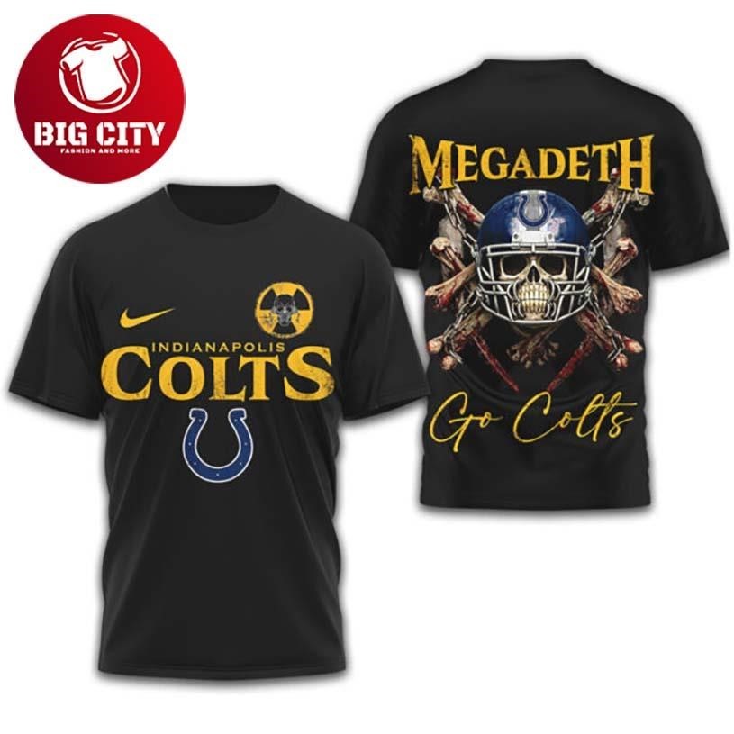 Indianapolis Colts x Megadeth Skull Heavy Metal - Adult & Kids T-Shirts, Sweatshirts & Hoodies apparel design preview 1