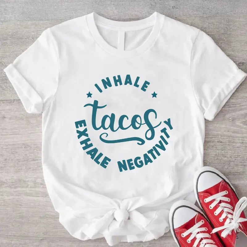Inhale Tacos Exhale Negativity Sarcastic Taco Lovers - Adult & Kids T-Shirts, Sweatshirts & Hoodies apparel design preview 1
