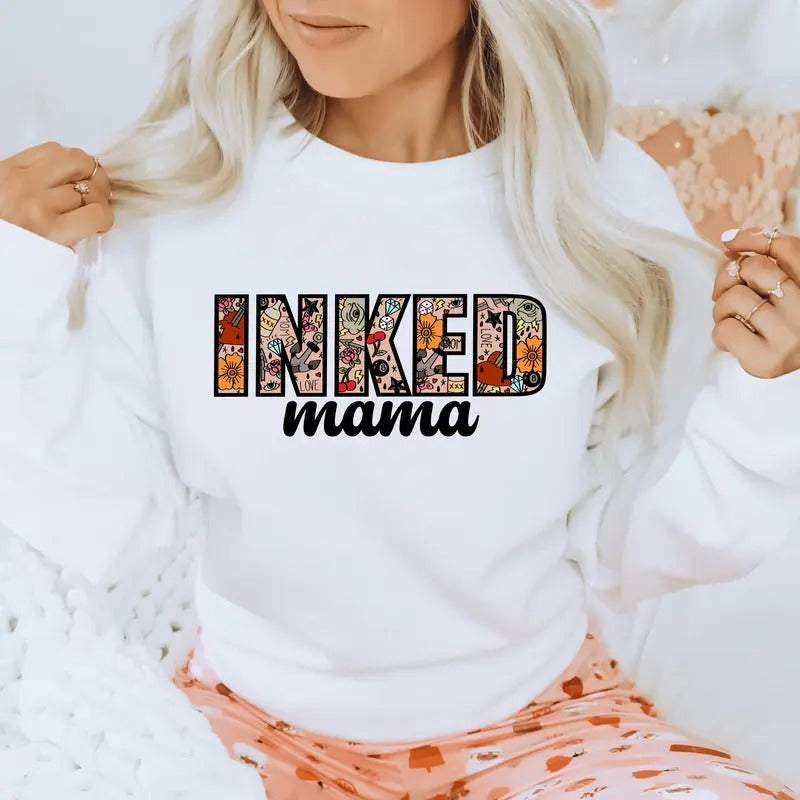 Inked Mama Casual Cotton Tattoo Loving Mamas. Makes - Adult & Kids T-Shirts, Sweatshirts & Hoodies apparel design preview 1