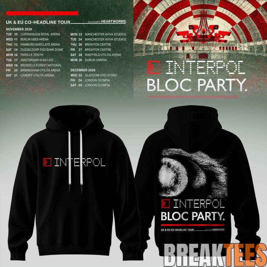 Interpol X Bloc Party UK EU Tour 2026 Limited Edition - Adult & Kids T-Shirts, Sweatshirts & Hoodies apparel design preview 1