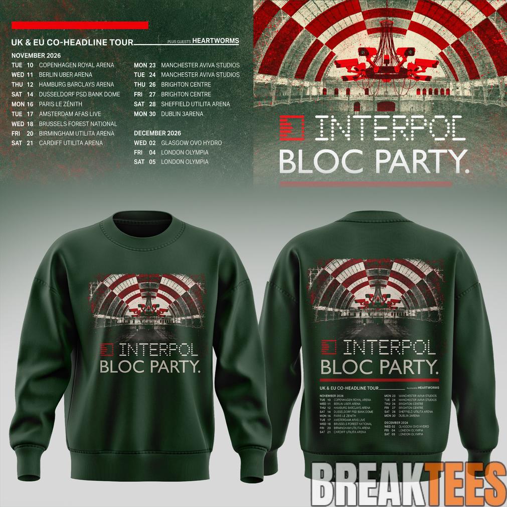 Interpol X Bloc Party UK EU Tour 2026 - Adult & Kids T-Shirts, Sweatshirts & Hoodies apparel design preview 1