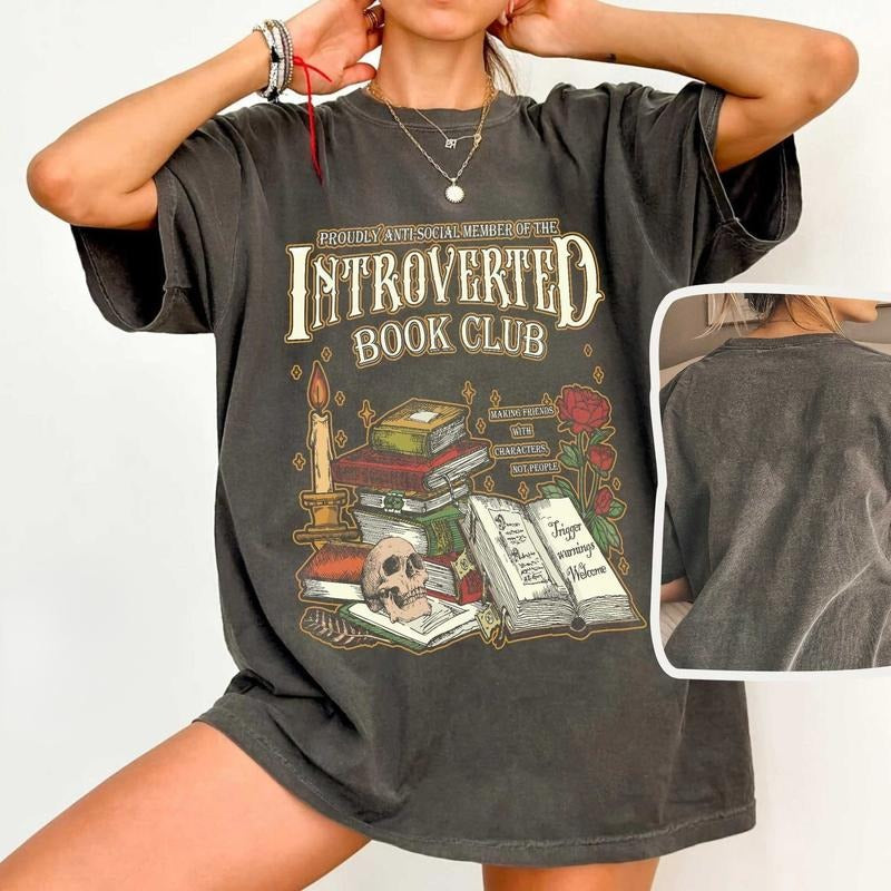 Introverted Book Club Comfort Color Romance Reader - Adult & Kids T-Shirts, Sweatshirts & Hoodies apparel design preview 1