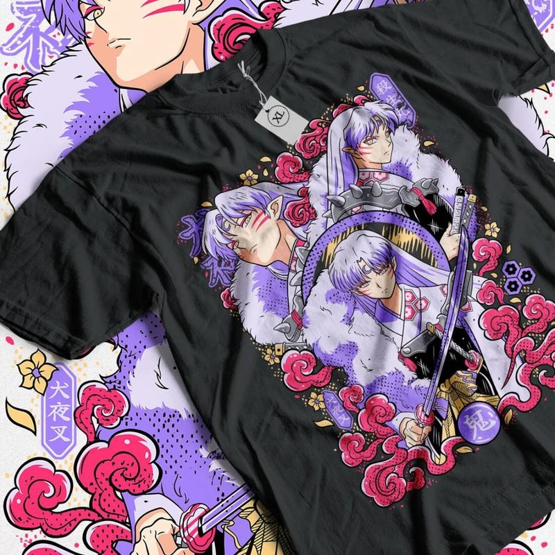 Inuyasha Anime Sesshomaru Purple Art Vintage - Adult & Kids T-Shirts, Sweatshirts & Hoodies apparel design preview 1