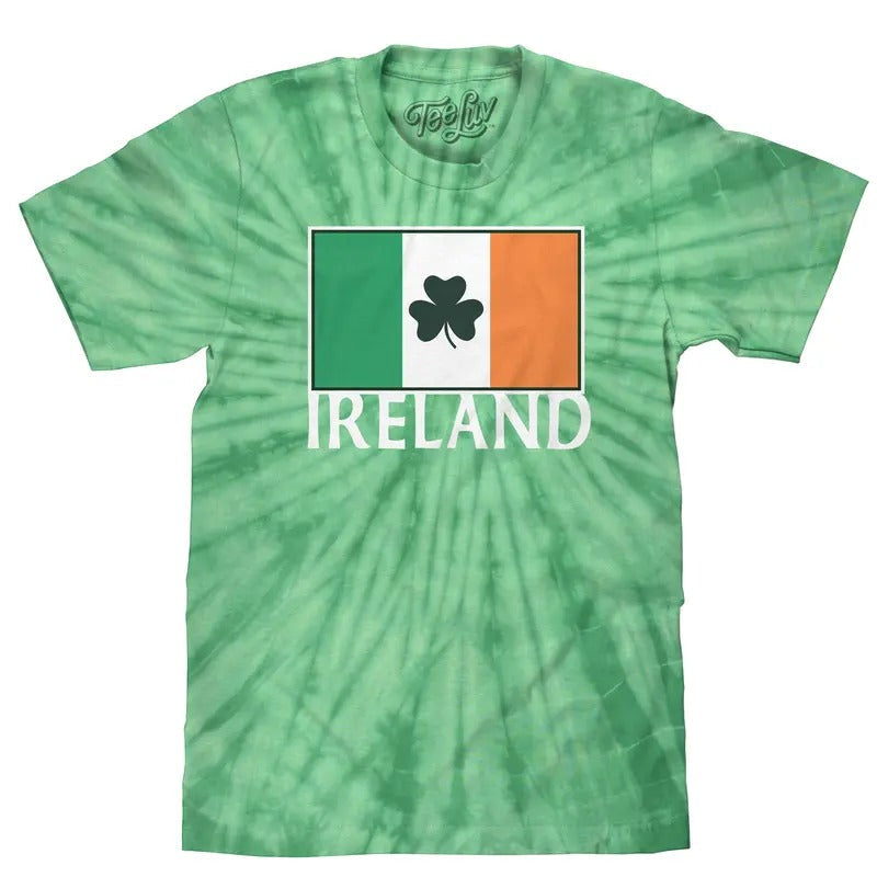 Ireland Shamrock Flag Tie Dye Spider Kelly - Adult & Kids T-Shirts, Sweatshirts & Hoodies apparel design preview 1