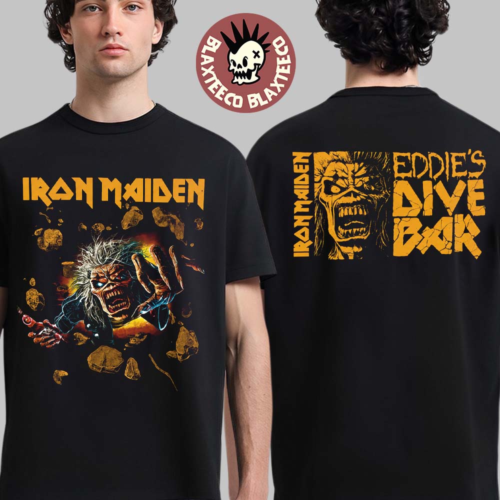 Iron Maiden Eddie's Dive Bar 2026 Merch Run For Your - Adult & Kids T-Shirts, Sweatshirts & Hoodies apparel design preview 1