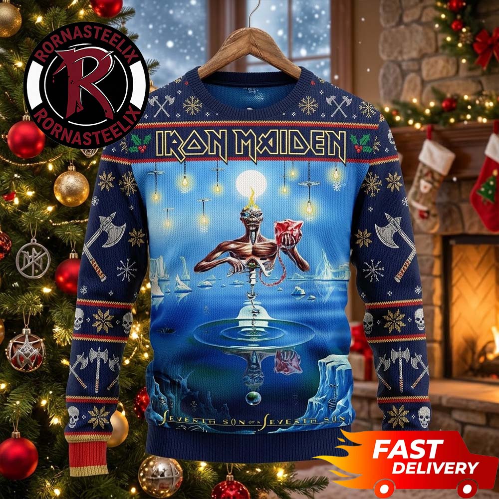 Iron Maiden IM50 Seventh Son Of A Seventh Son Iron Maiden Ugly Christmas Sweater - Gift for Family Celebrations product image