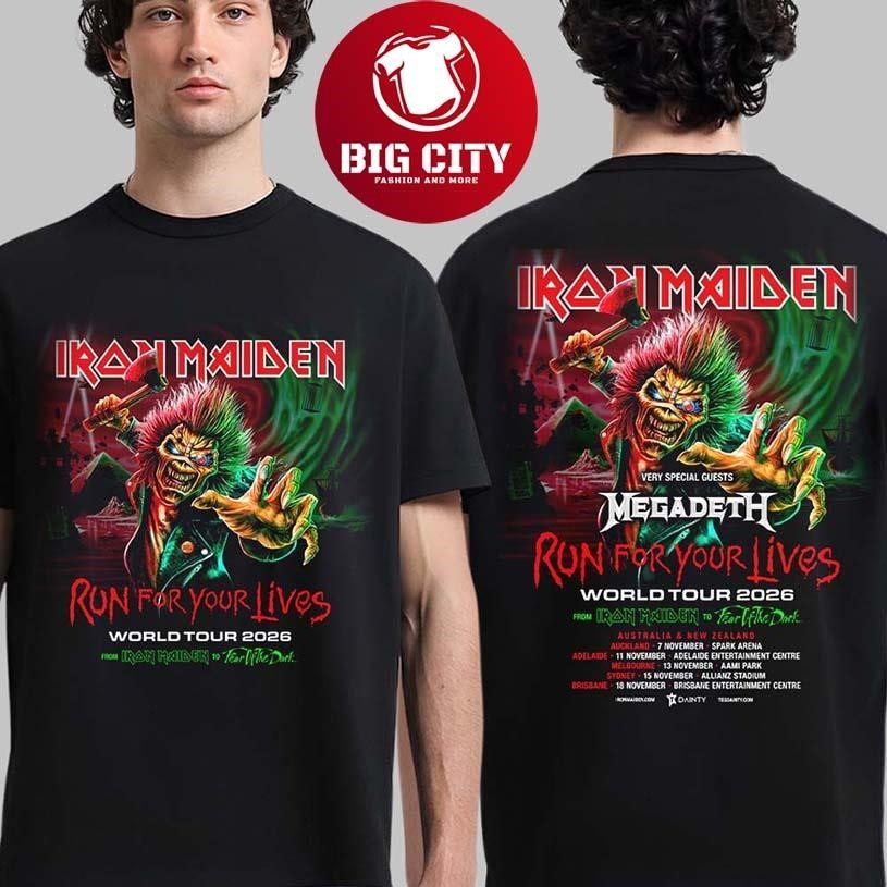 Iron Maiden Run For Your Lives World Tour 2026 - Adult & Kids T-Shirts, Sweatshirts & Hoodies apparel design preview 1