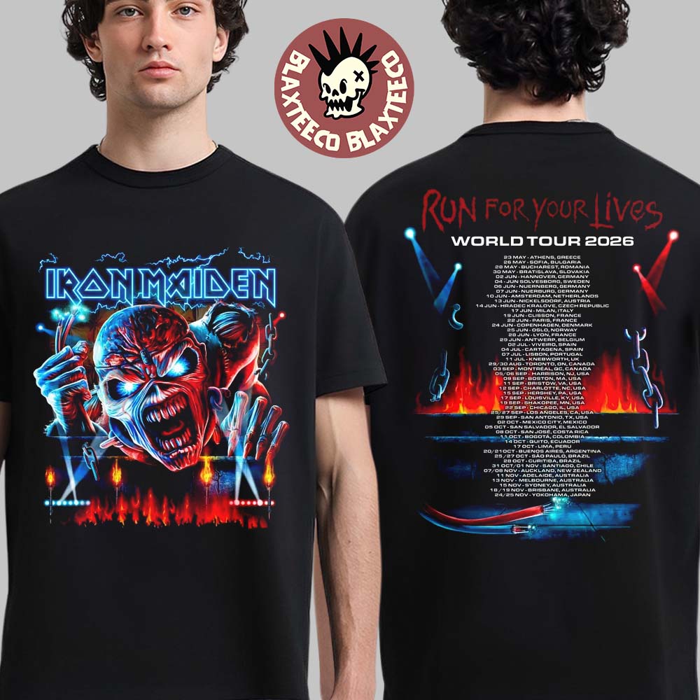 Iron Maiden Run For Your Lives World Tour 2026 Merch - Adult & Kids T-Shirts, Sweatshirts & Hoodies apparel design preview 1