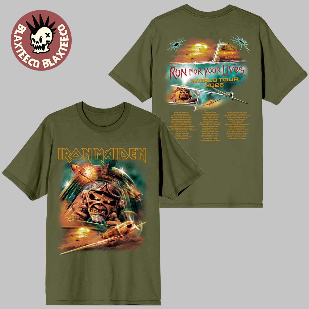 Iron Maiden Run For Your Lives World Tour 2026 Merch - Adult & Kids T-Shirts, Sweatshirts & Hoodies apparel design preview 1