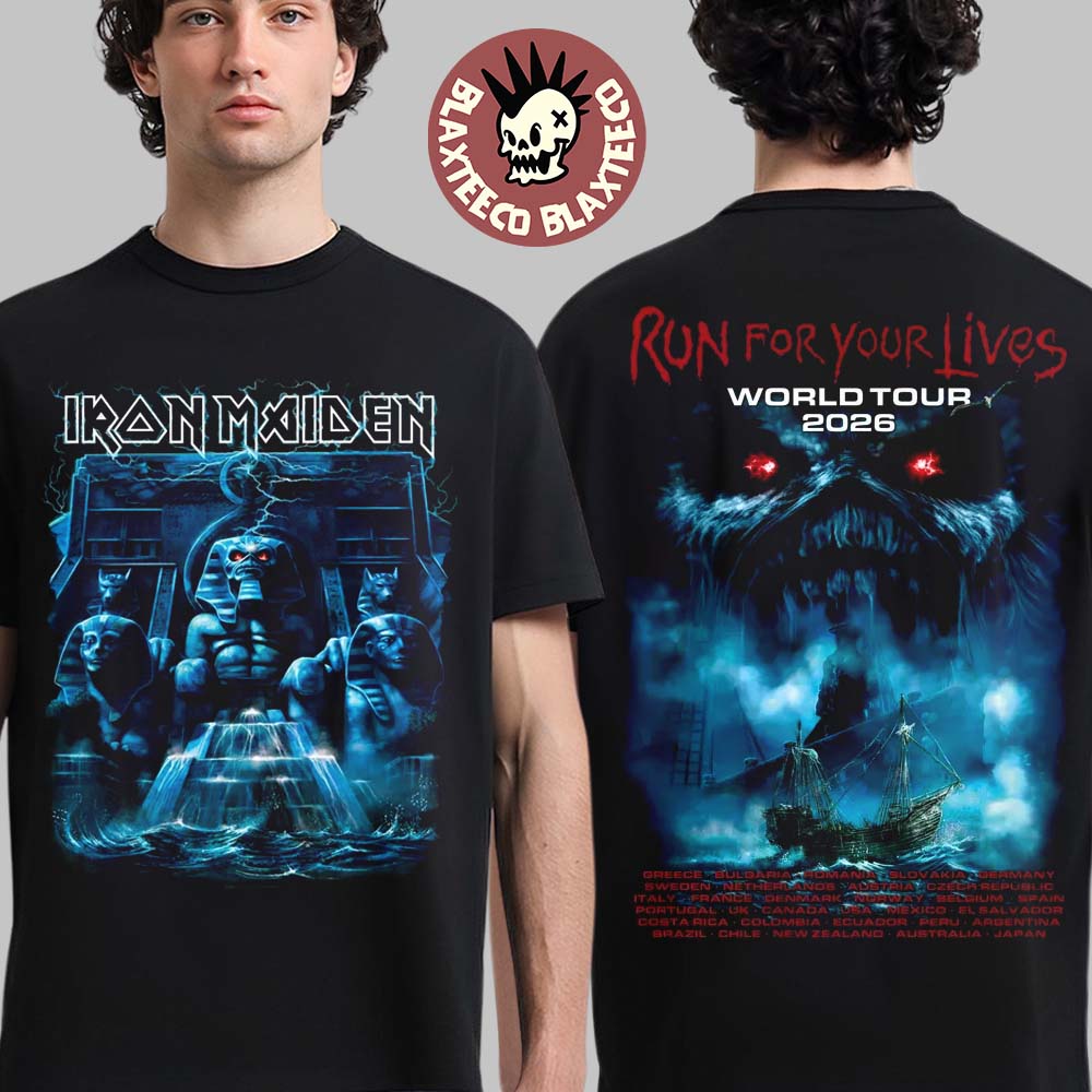 Iron Maiden Run For Your Lives World Tour 2026 Merch - Adult & Kids T-Shirts, Sweatshirts & Hoodies apparel design preview 1