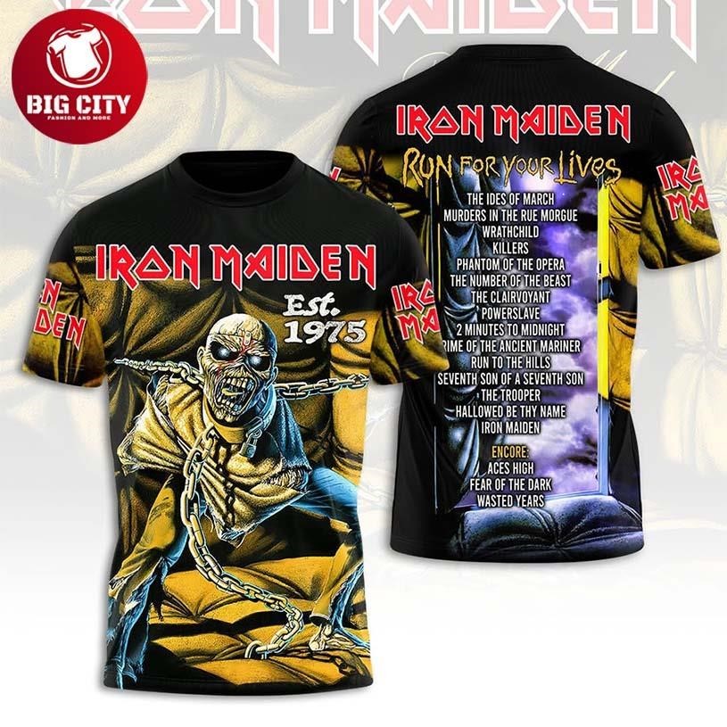Iron Maiden Run For Your Lives World Tour Two Sided - Adult & Kids T-Shirts, Sweatshirts & Hoodies apparel design preview 1