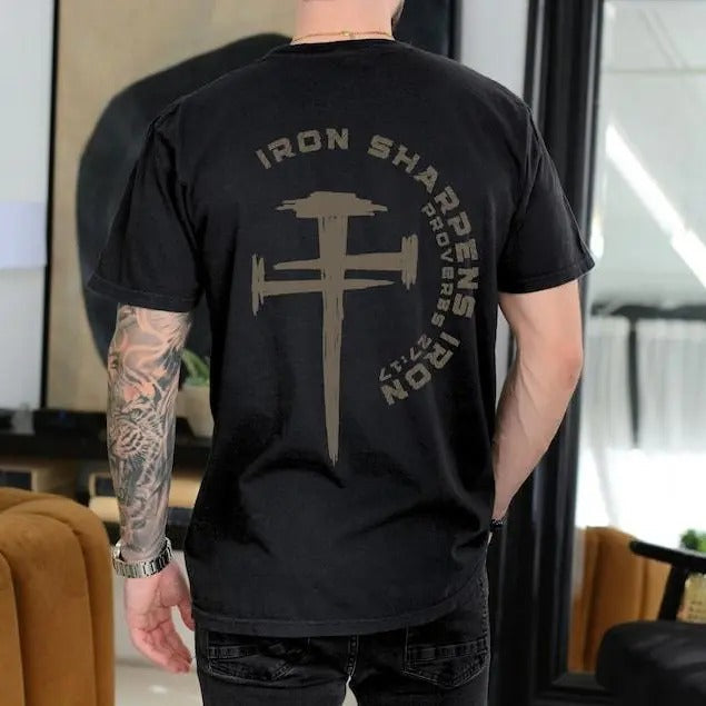 Iron Sharpens Christian Gym Pump Clothes Proverbs - Adult & Kids T-Shirts, Sweatshirts & Hoodies apparel design preview 1