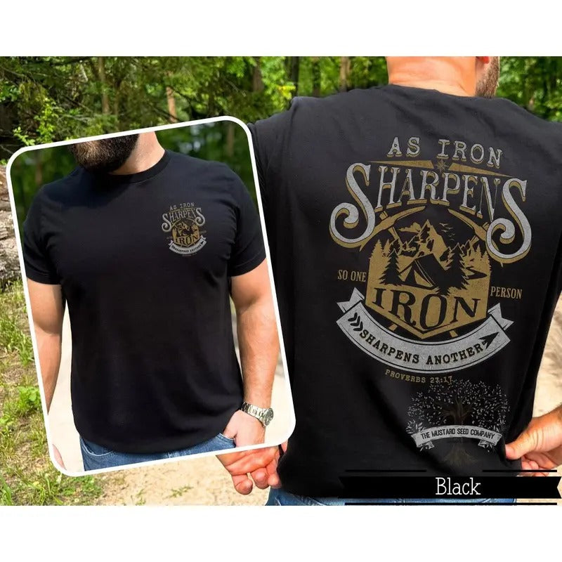 Iron Sharpens Christian Proverbs 27 Vintage Camping - Adult & Kids T-Shirts, Sweatshirts & Hoodies apparel design preview 1