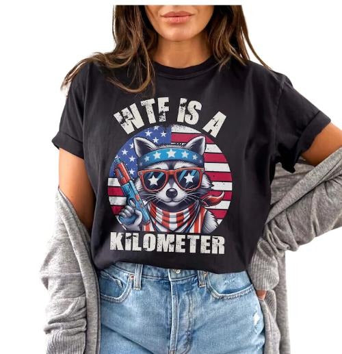 Is Kilometer Raccoon Meme Funny Cringey USA Flag - Adult & Kids T-Shirts, Sweatshirts & Hoodies apparel design preview 1
