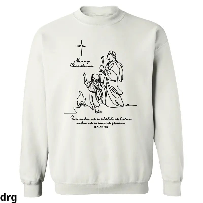 Isaiah 9:6 Minimalist Nativity Art Religious Bible - Adult & Kids T-Shirts, Sweatshirts & Hoodies apparel design preview 1