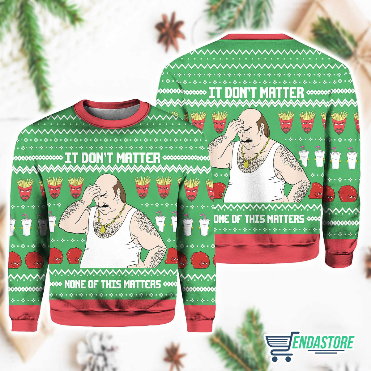 It Don’t Matter Aqua Teen Hunger Force 3D Ugly Christmas Sweater - Holiday Gift product image