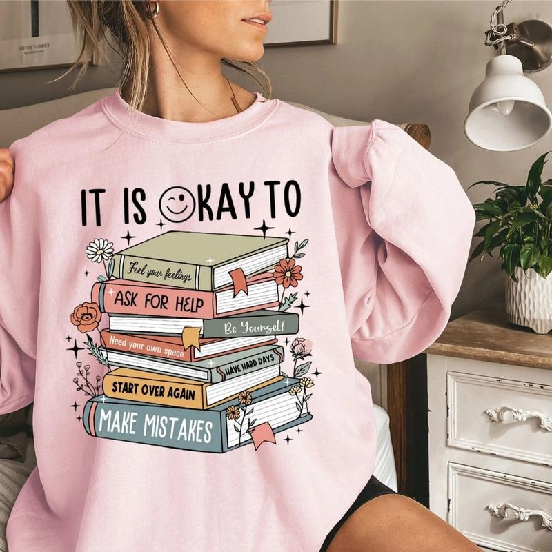 Is Okay Mental Health Matters Bookish Inspirational - Adult & Kids T-Shirts, Sweatshirts & Hoodies apparel design preview 1