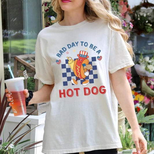 'S Bad Day Be HotDog Funny 4th July Makes Me Want Hot - Adult & Kids T-Shirts, Sweatshirts & Hoodies apparel design preview 1