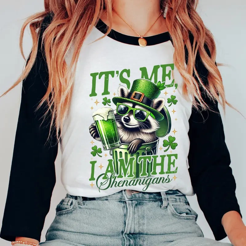 'S Me I Am Shenanigans St Patrick'S Day Funny Raccoon - Adult & Kids T-Shirts, Sweatshirts & Hoodies apparel design preview 1