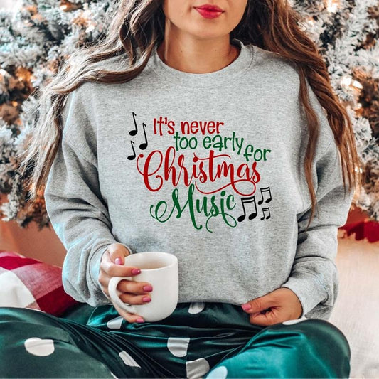'S Never Too Early Music Musician Lover Teacher - Adult & Kids T-Shirts, Sweatshirts & Hoodies apparel design preview 1