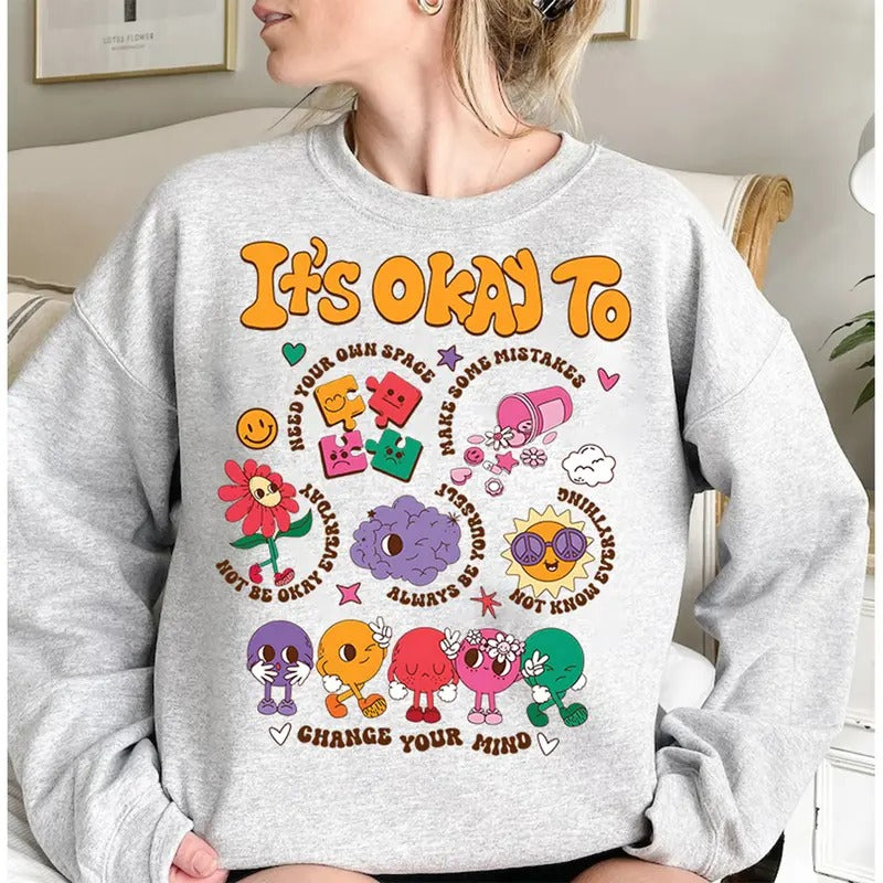 'S Okay Feel All Feels Mental Health Awareness - Adult & Kids T-Shirts, Sweatshirts & Hoodies apparel design preview 1