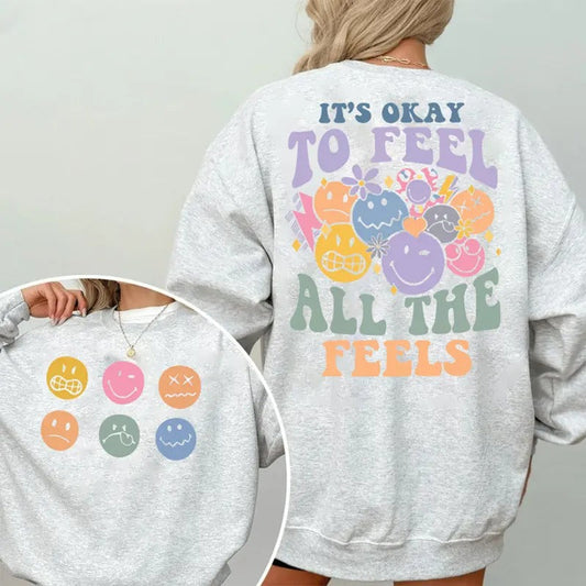'S Okay Feel All Feels Mental Health Inclusion Speech - Adult & Kids T-Shirts, Sweatshirts & Hoodies apparel design preview 1