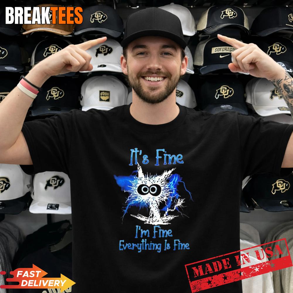 It's Fine I'm Everything Is Lightning Cat - Adult & Kids T-Shirts, Sweatshirts & Hoodies apparel design preview 1