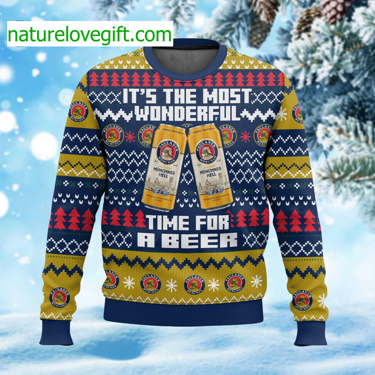It’s The Most Wonderful Time For A Beer Paulaner Ugly Christmas Sweater - Holiday Gift product image