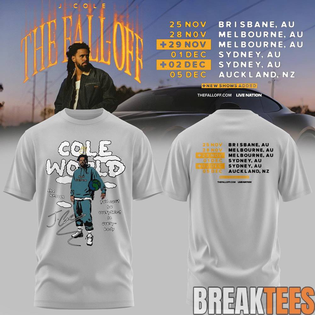 J. Cole The Fall-Off World Tour 2026 - Adult & Kids T-Shirts, Sweatshirts & Hoodies apparel design preview 1
